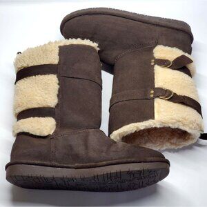 Bearpaw Women's Brown Suede & Fur Mid-Calf Winter Boots Size 9 552